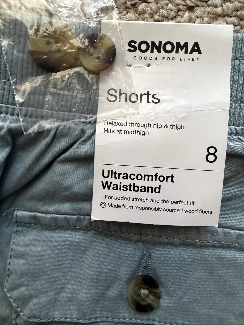 NEW NWT Sonoma Light Blue Gray Cargo Utility Women's Shorts 8 Pockets Straight - Picture 4 of 10